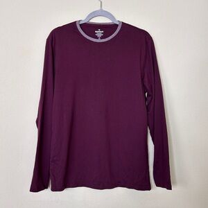 Bombas Mens Pima Cotton Long Sleeve Crewneck maroon size small